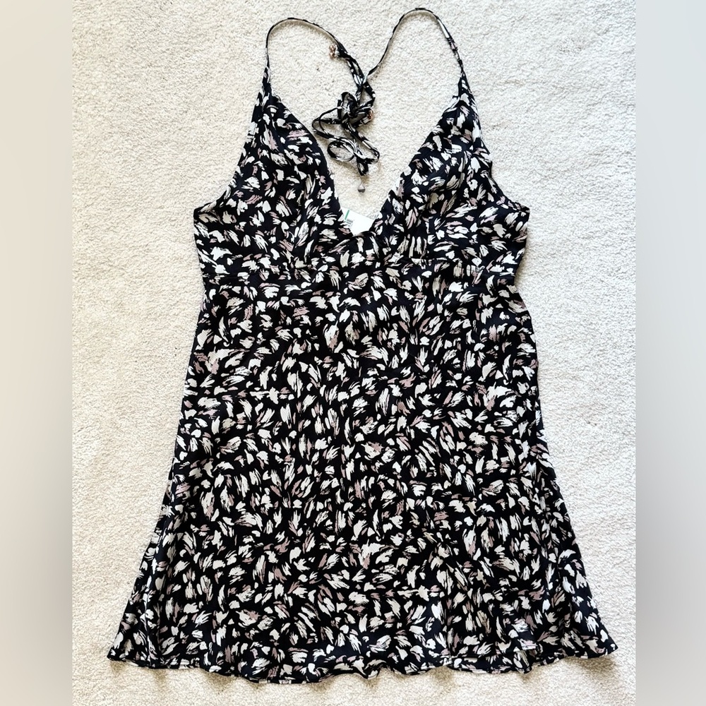 Free People Halter Night Mini Slip Dress - Midnight - Size Large - NWT